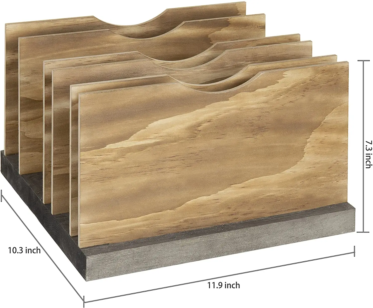 Bamboo Office Desk File Mail Organizer, 5 Slots Wood Desktop File Folder Sorter for Document Letter Envelop/ Mail/ Paper