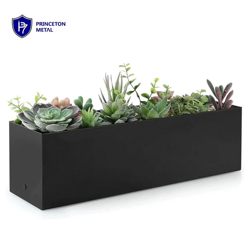 Modern powder coated large flowerpot outdoor street garden metal aluminum planters