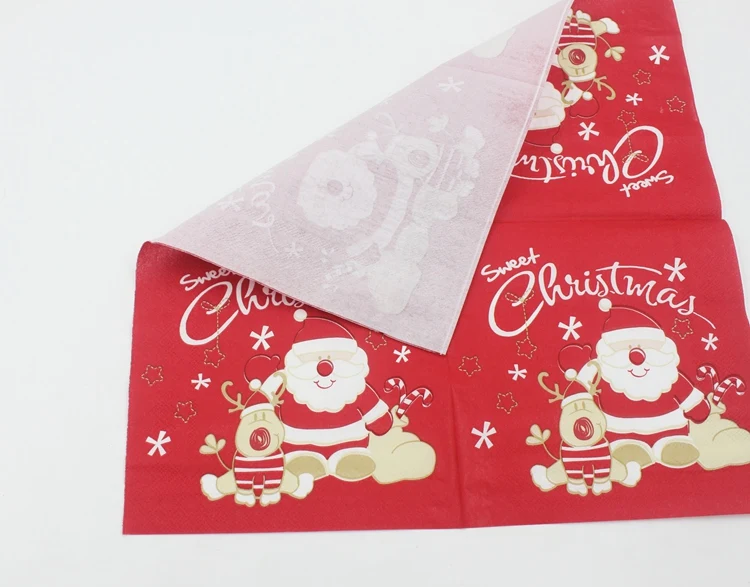 Food-grade Print Christmas Santa Paper Napkins Tissue Napkin Servilleta For Christmas Party Decoration 33*33cm Or Customized