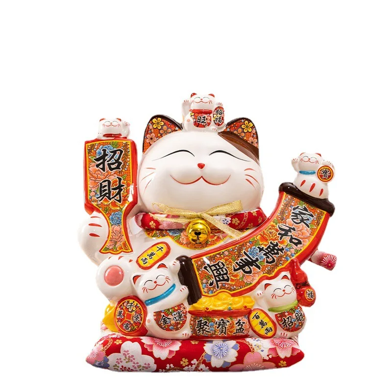 Chinese new year Fortune Cat coin box 14 inches lucky cat piggy bank Maneki-neko Decoration