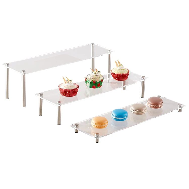 Custom Food Buffet Risers Clear Acrylic Figure Display Stands Counter Acrylic Cupcake Desserts Riser