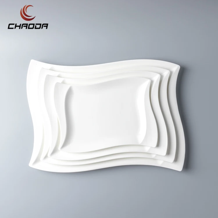 10-16 inch New design polygonal Porcelain plates Nordic style creative ceramic plate for restaurant white luxury ceramic plates