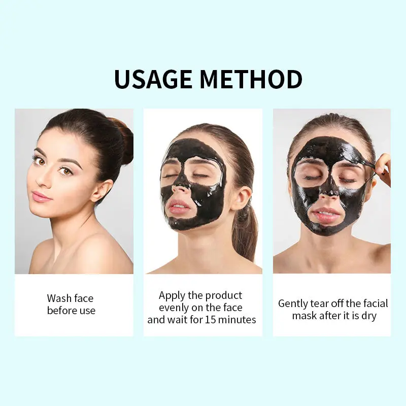 Hot sell Blackheads Mask Bamboo Charcoal Clean Pore Nose Blackhead Remover Black Mud Peel Off Face Mask