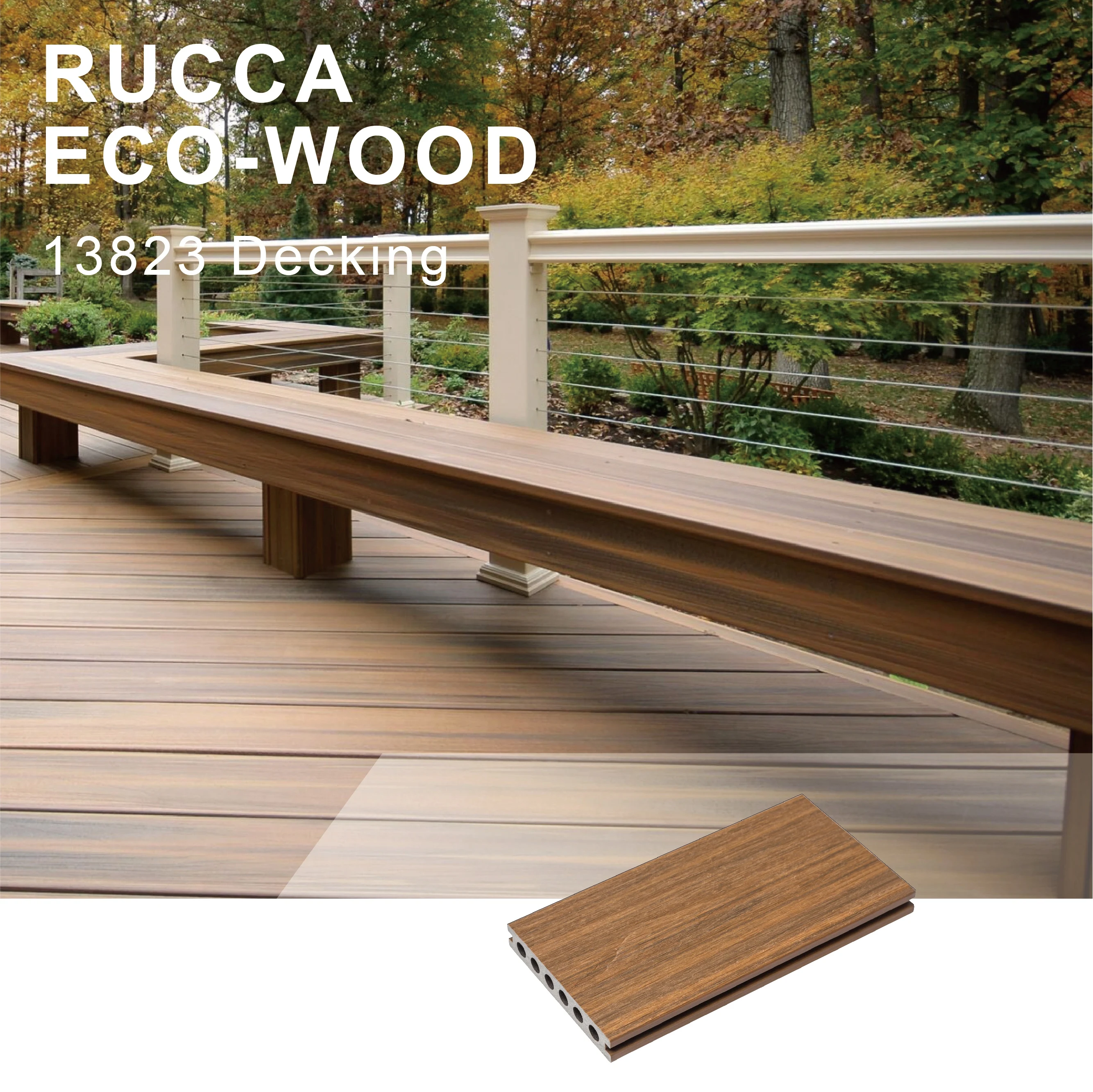 Durable WPC Wood Plastic Composite Extrusion Technology Outdoor Co Extrusion Decking Flooring 138*23mm