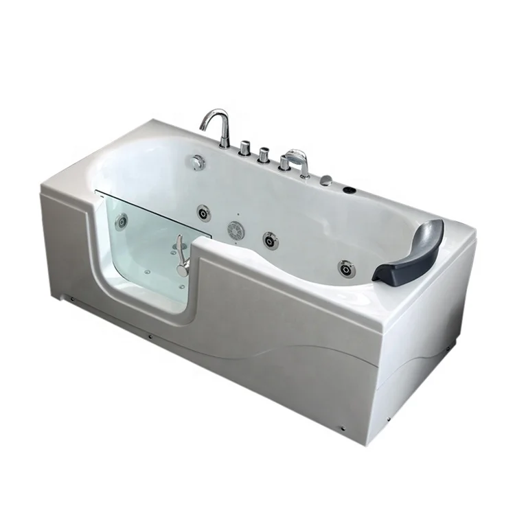 Прямоугольная ванна для прогулок, низкоступенчатая массажная ванна для пожилых людей, для людей с ограниченными возможностями, с воздушными пузырями, джакузи, стеклянная дверь, ванна для прогулок