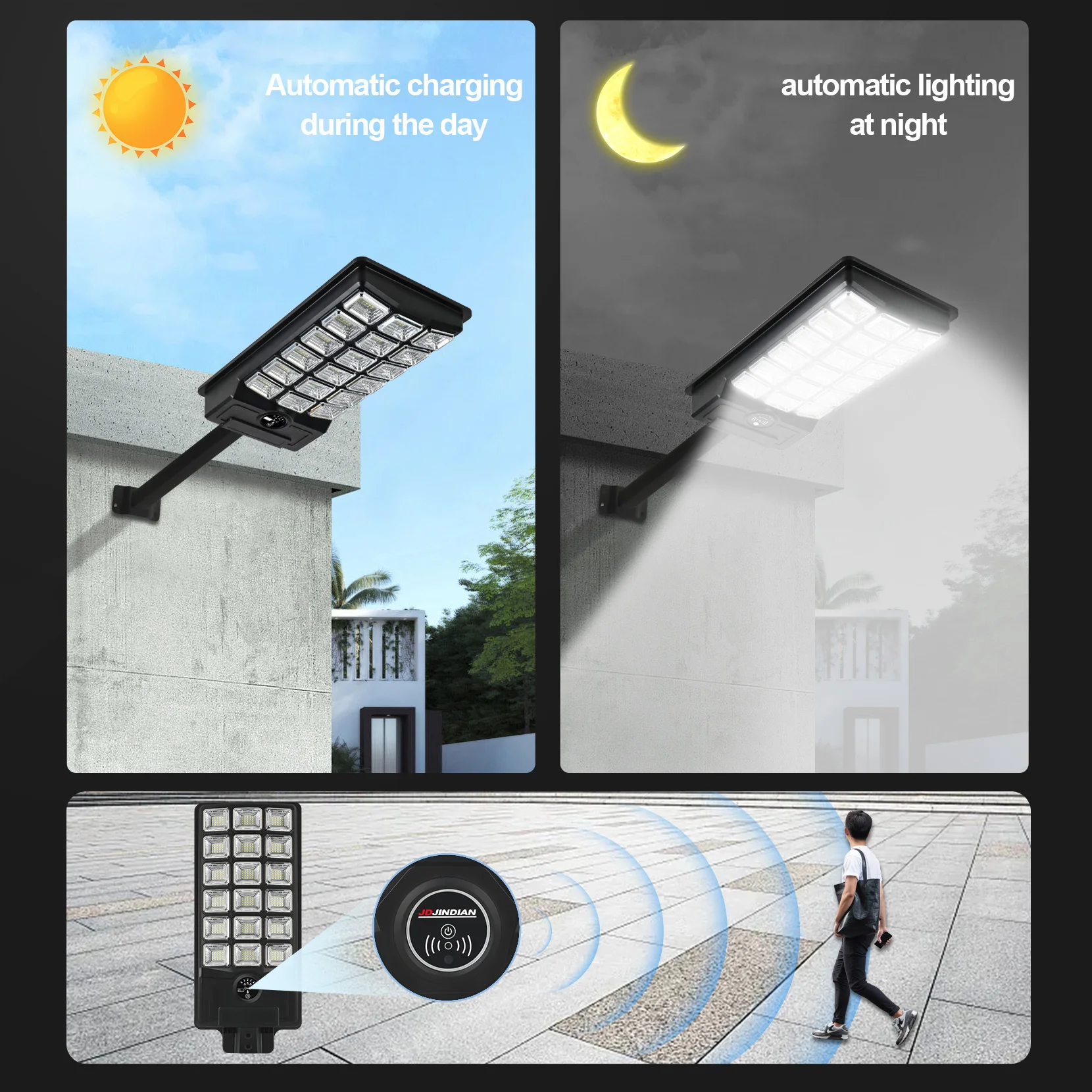 high quality waterproof IP65 with remote concrol all in one solar led street light  400w 500w solar powered street lights price