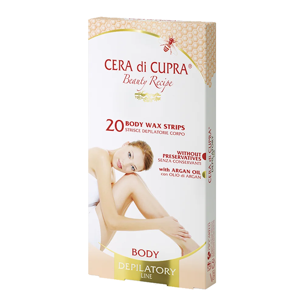 
20 полосок воска для тела Cera di Cupra + 2 салфетки после обработки воском с экстрактом алоэ 