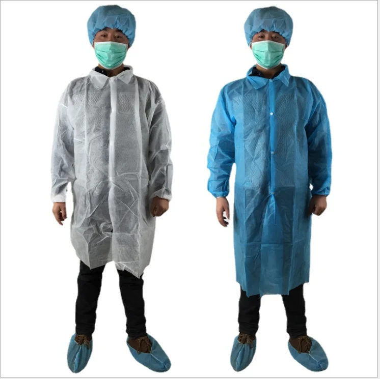 Disposable wholesale cheap breathable non-woven work PP white coat food factory cleaner farm Protective working overalls
