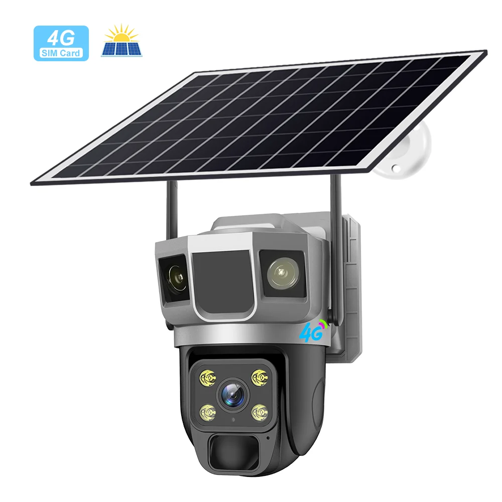 V380 Aov all-time on video 3.0MP SD Card up to 512g storage Two-ways voice intercom SIM CARD 4g smart outdoor PTZ Solar camera