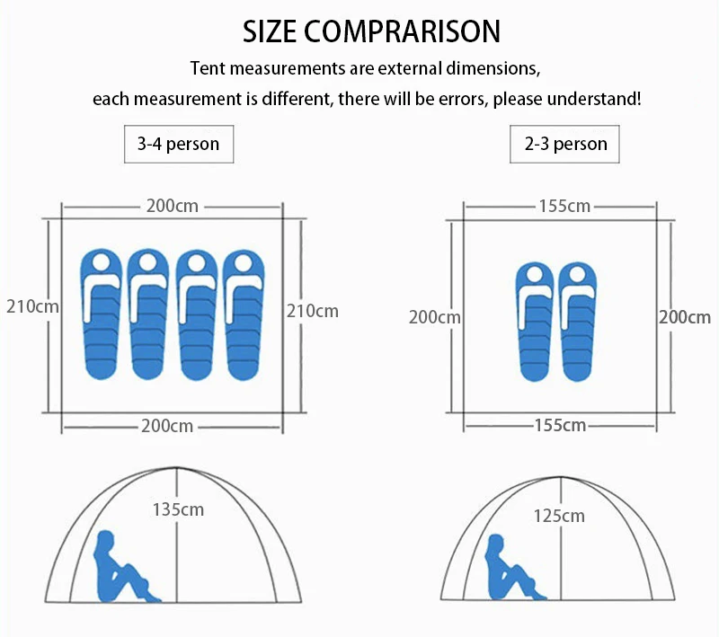 Factory Hot Selling Outdoor Leisure 2-3 Person/3-4 Person Tent Easy Folding Portable Tent Aluminium/Fiberglass Pole Camping Tent