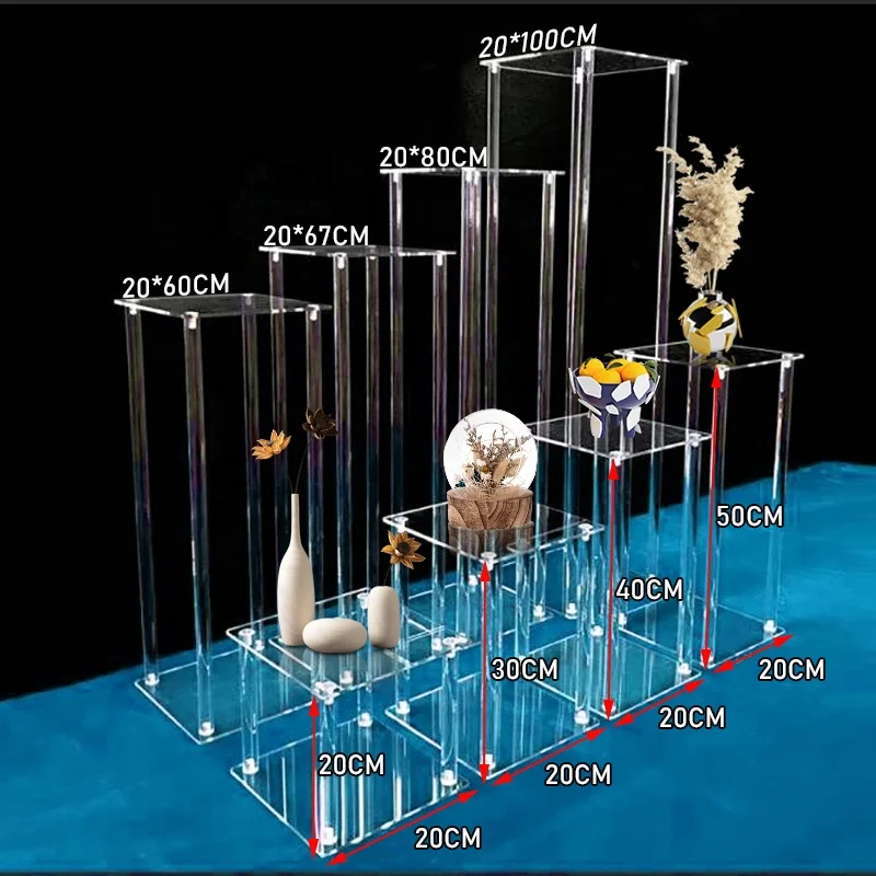 Plastic Wedding Roman Pillar Column Stand Clear Acrylic Flower Stand Wedding Centerpieces for Tables
