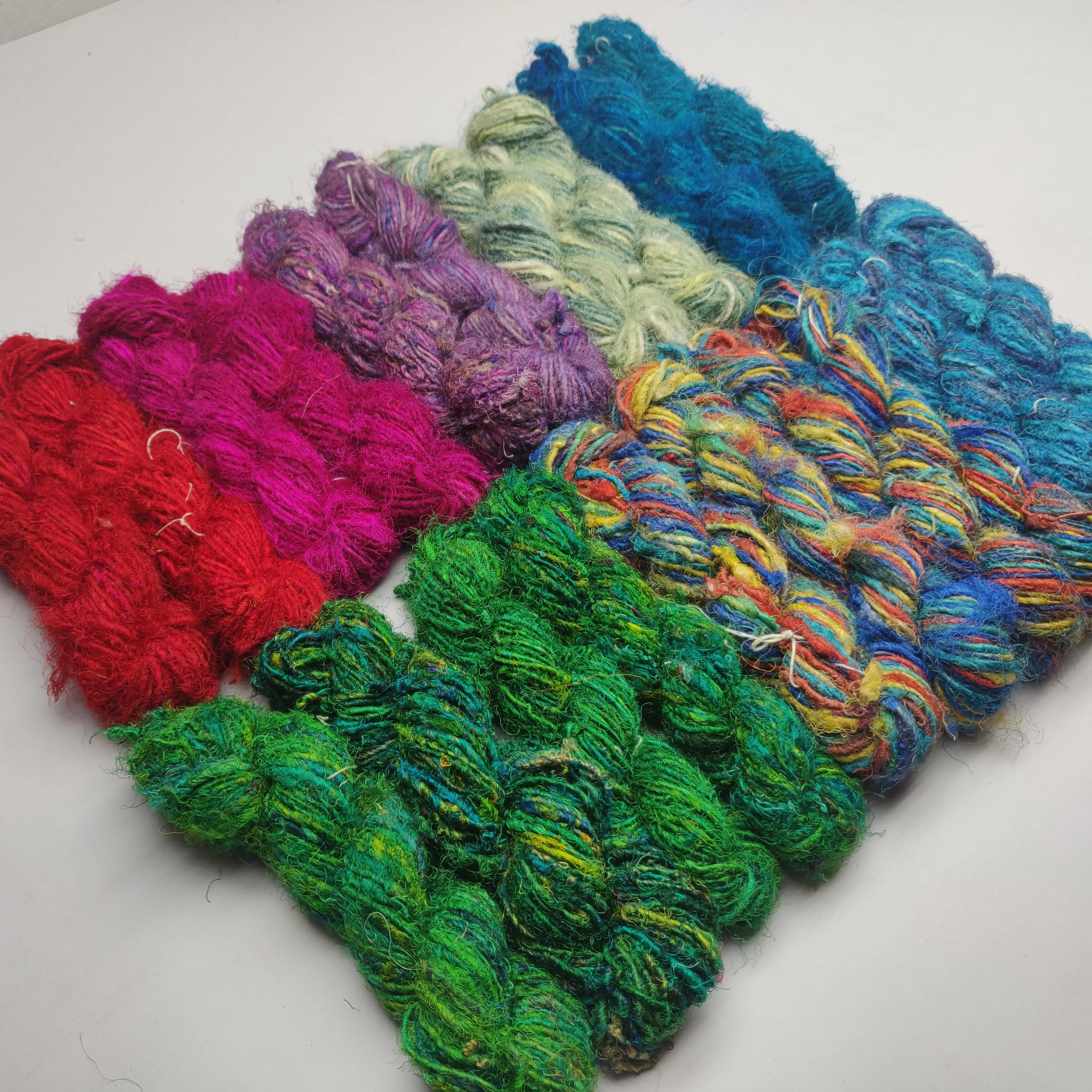 Recycled Sari Silk Filament Yarn Eco-Friendly and Sustainable for Crocheting Knitting Weaving Embroidery Macrame-Handspun