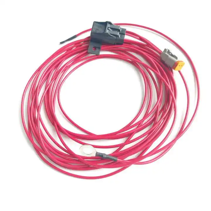 Изготовленный на заказ 16awg жгут проводов для морской батареи с 2-контактным гнездовым разъемом Dt Deutsch Dt06-2s и рядным держателем предохранителей