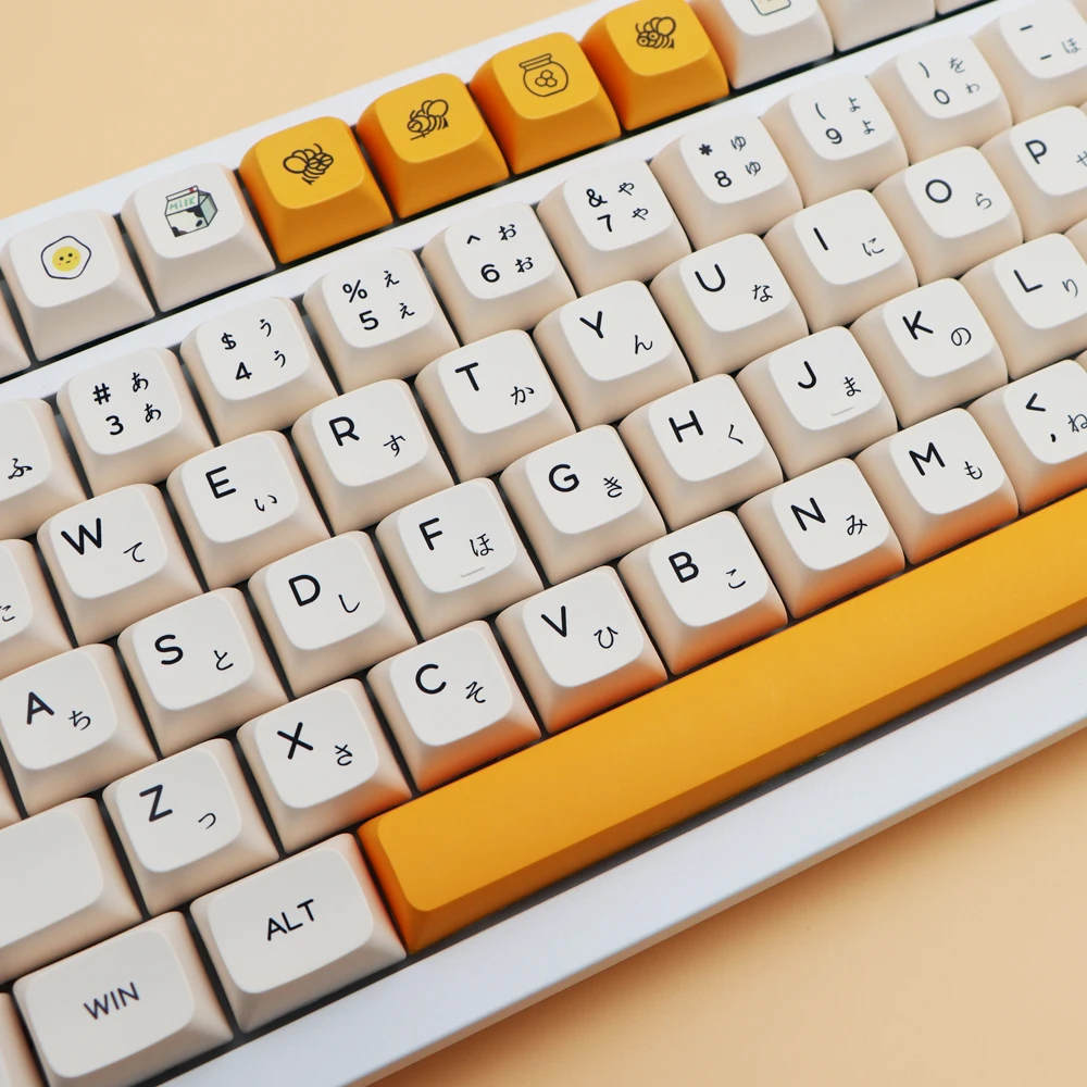 PBT Keycaps 140 Keys Honey and Milk Cute Keycaps DYE-SUB XDA Profile Keycaps for Cherry Gateron MX Switches Mechanical Keyboards
