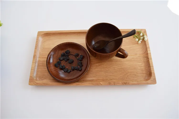 Classic Natural Wood Cup Handmade Wooden Jujube Wood Flat Water Cup Beer Milk Drinkware Tea  Coffee Mug With Handle