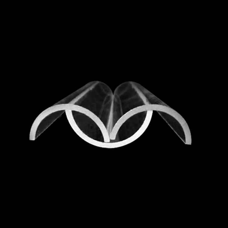 SUCCESS Transparent Curved Fused Quartz Glass Pane UV Curing Half Quartz Tubes