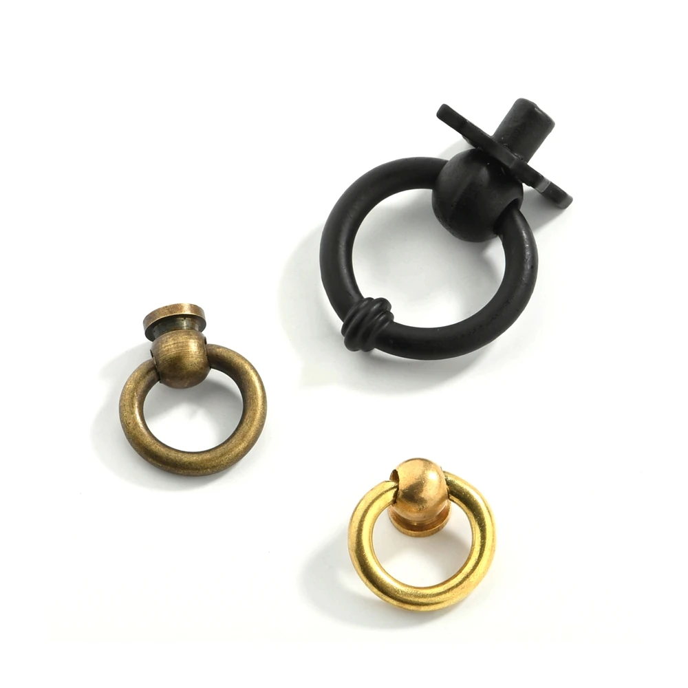 AIMINO Vintage Zinc Alloy Door Handle Kitchen Cabinet Handles Copper Pull Ring Round Handle And Knob for Wardrobe