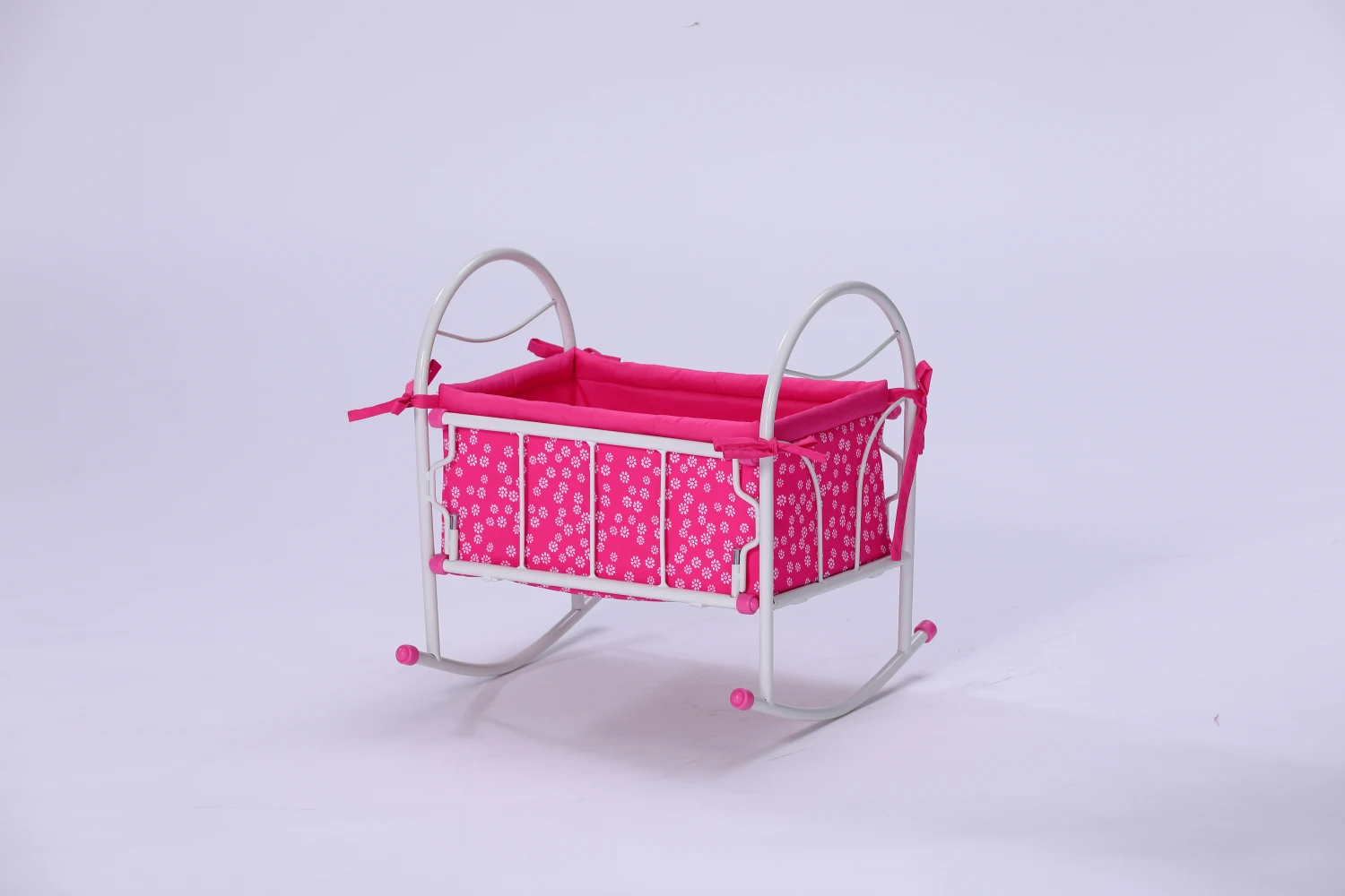 Factory direct sale toys girls lovely doll furniture pretend games steel frame floral soft doll bed