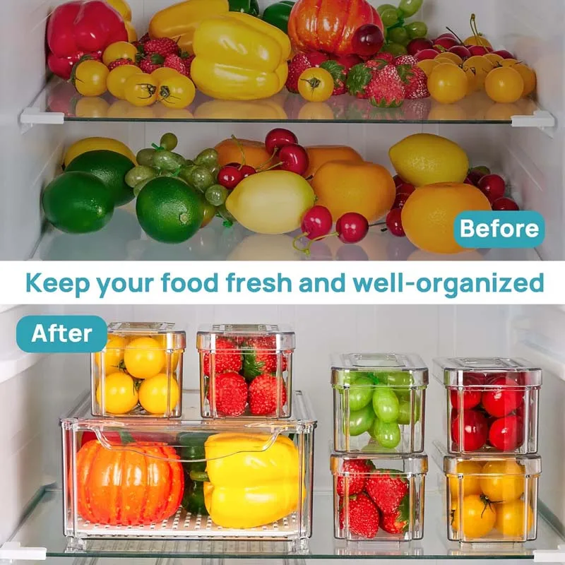 Wholesale Perfect Kitchen Clear Plastic Storage Bins Fridge Storage Box Organizer