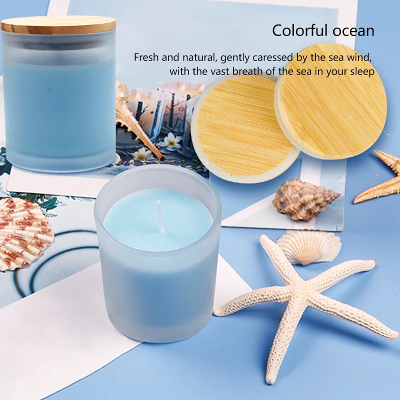 OEM Organic Strawberry Aroma Customizable DIY Black Candle With Bamboo Lids Unlabeled Hotel In Frosted Glass Jar Scented Candles