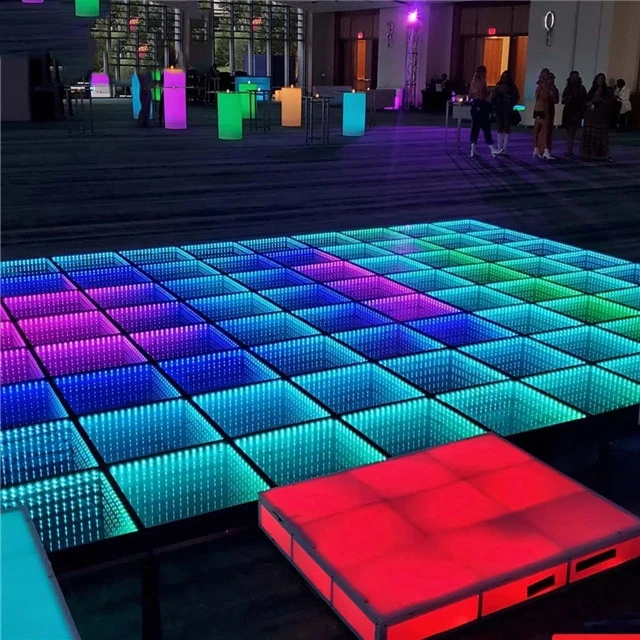 2021 New Wireless Rgb Night Club Portable White Infinity Led Mirror Dance Floor For Rental Events