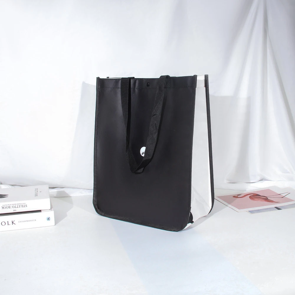 Hot Selling Custom Logo Printed Luxury Brand Foldable Reusable Non-Woven Shopping Bags Buttons Promotional Button Bag Packaging