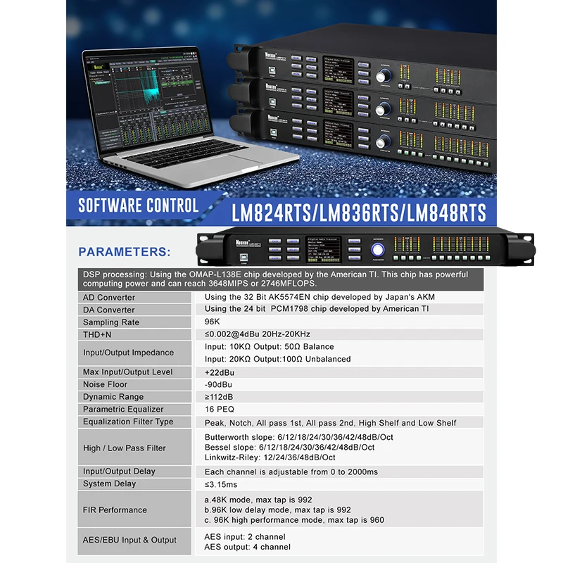 4x8 канал dpa0408rts qsc усилитель цифровой dsp процессор 48 fir