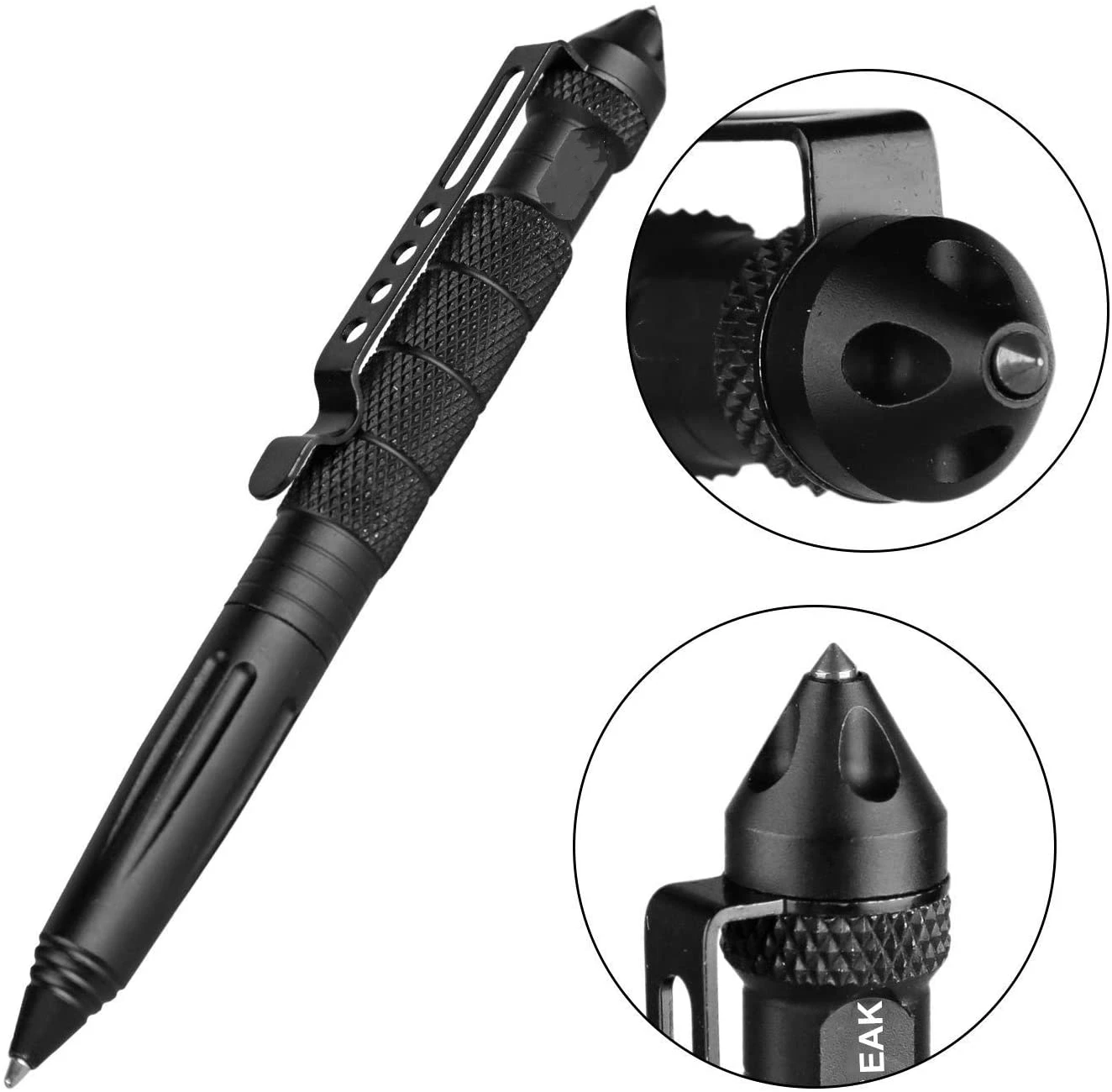
Military Tactical Pen, Professional Self Defense Pen, Emergency Glass Breaker Pen - Tungsten Steel, Writing Tool with 6 Refill 
