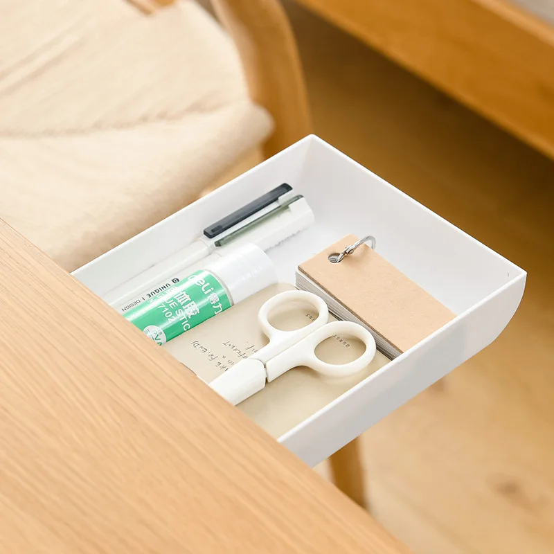 Under Desk Drawer Self-Adhesive Hidden Desktop Organizer Attachable Desk Drawer Slide Out