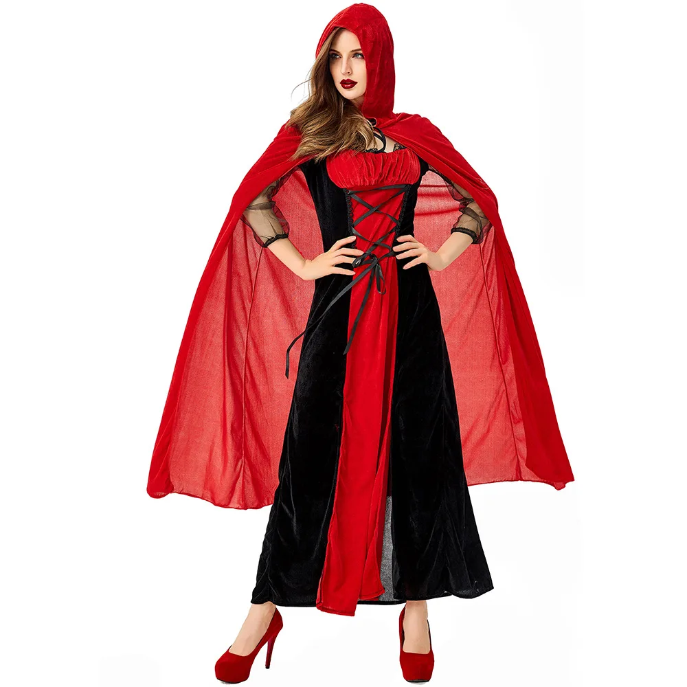 Sexy Vampire Dracula Adult Woman Costume Halloween Female little red riding hood cosplay costume queen performance Capes costume