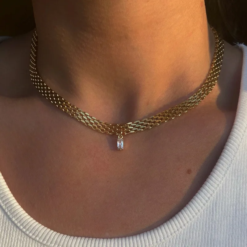 2023 European and American Stainless Steel Necklace Personality Name Letter JESUS Cross Jewelry Believer Religious Necklace