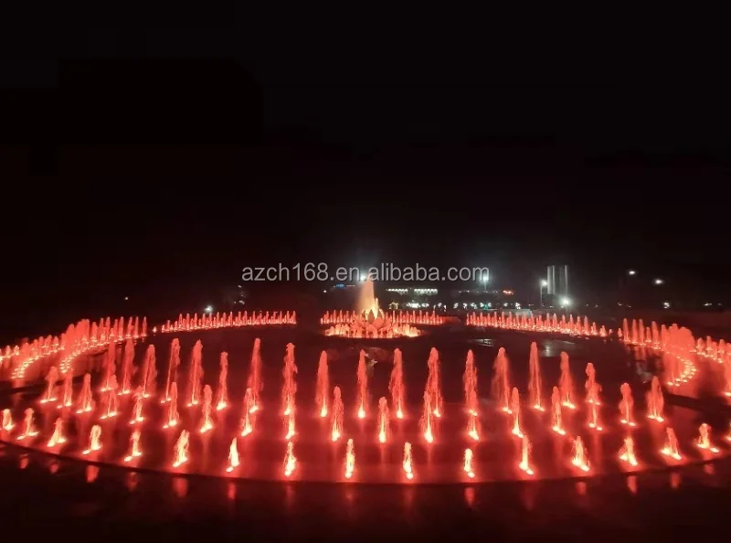 Ornamental Lotus Sculpture Large Music Dancing Dry Fountain With Colorful DMX Lights
