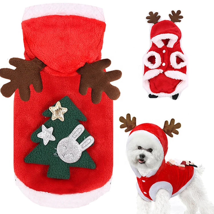 Wholesale Velvet Elk Design Christmas Costume Ornaments Stocking Pet Clothes Christmas for Cat Dog
