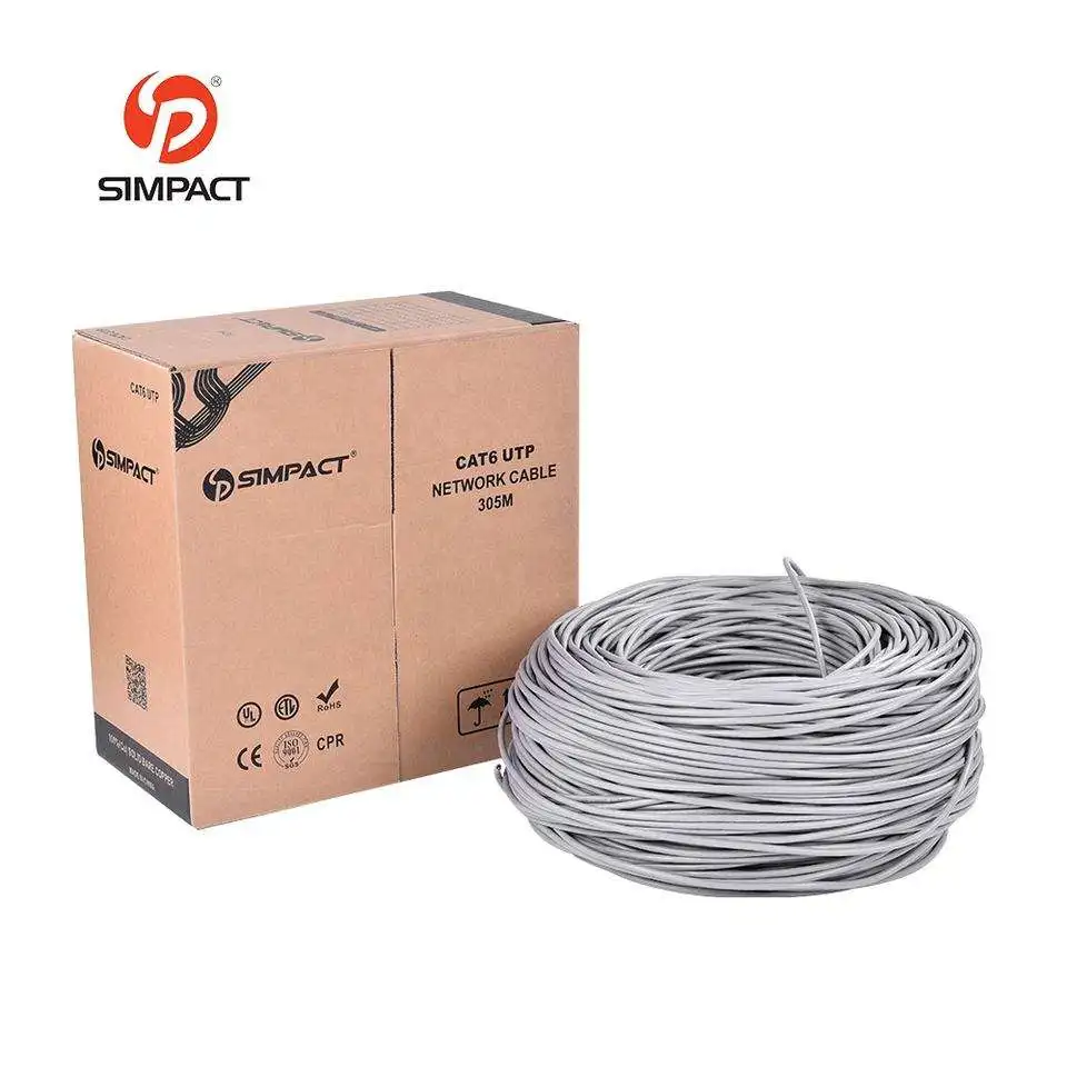 Factory Supply Pvc/Pe/Lszh/Cmp/Cmr Jacket Utp Cat 6 Network Cable Per Meter Price Pure Copper Lan Cable