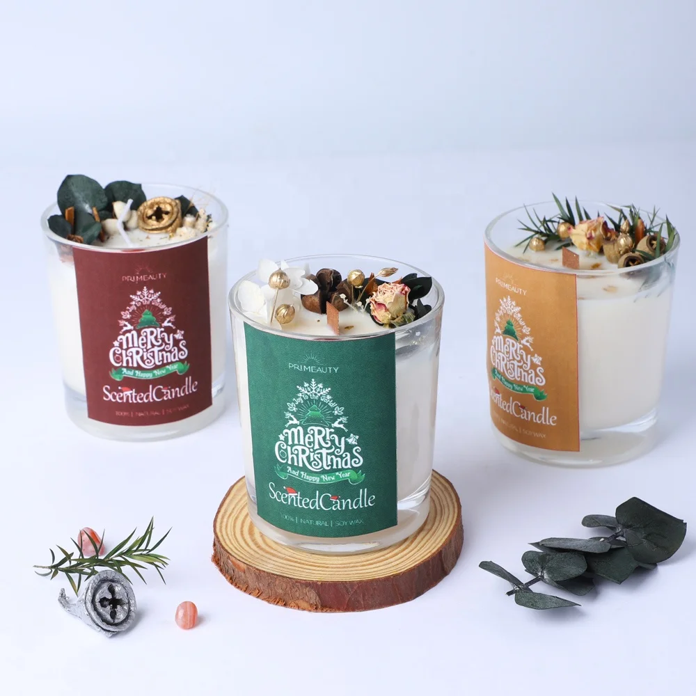 manufacturers custom wholesale glass aromatherapy home fragrance soy wax scented luxury handmade flower christmas candles