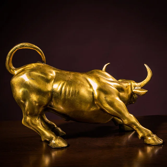 High quality solid brass metal hard working bull display craft ornaments,office desk table Decoration