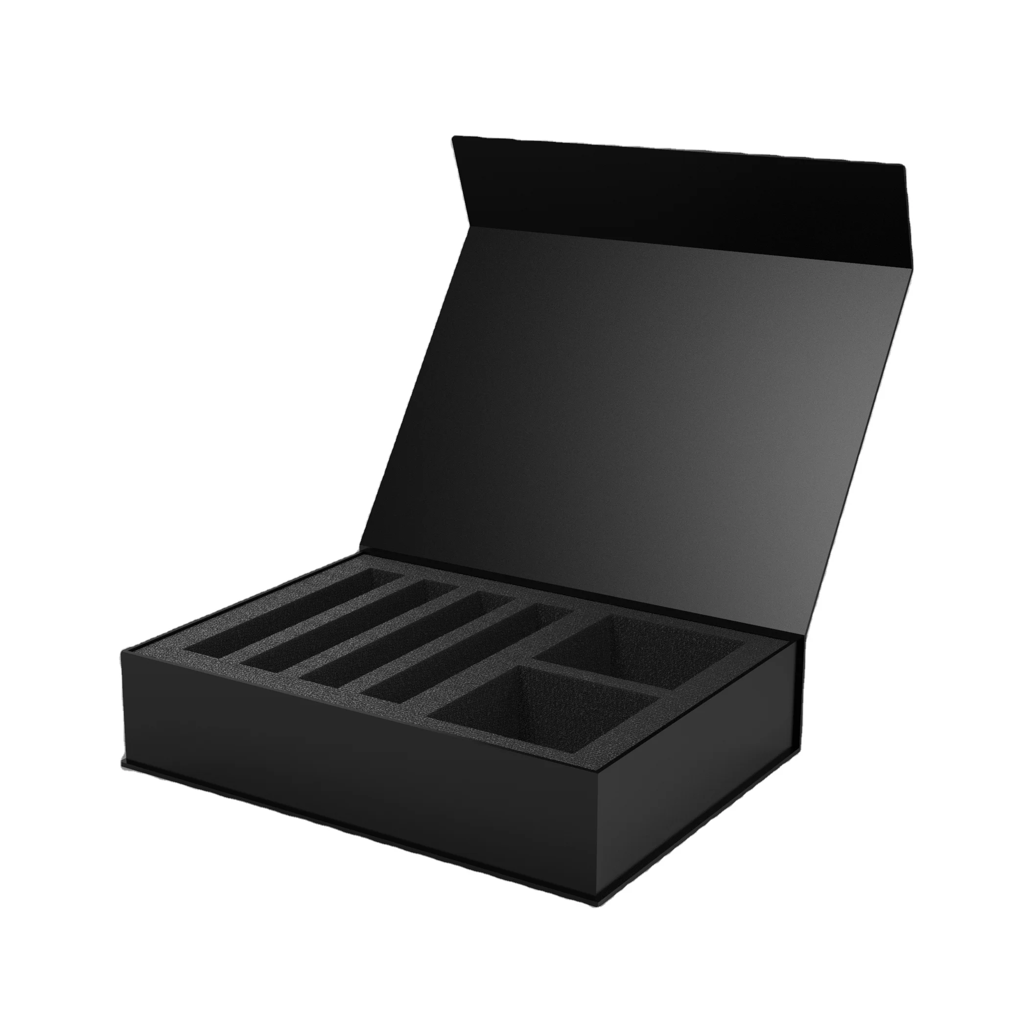 custom boxes with logo packaging magnetic lid box with foam black magnet shaped VIP card matte small gift box