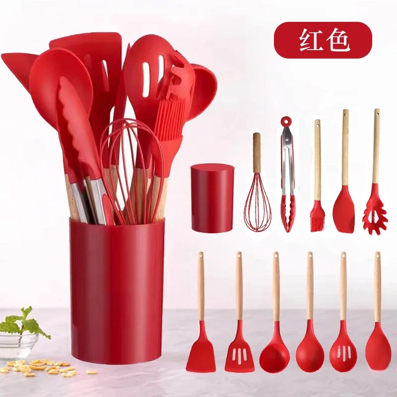 Set-12 Pieces Silicone Cooking Utensils Set Heat Resistant Spatula Set Nonstick Cookware