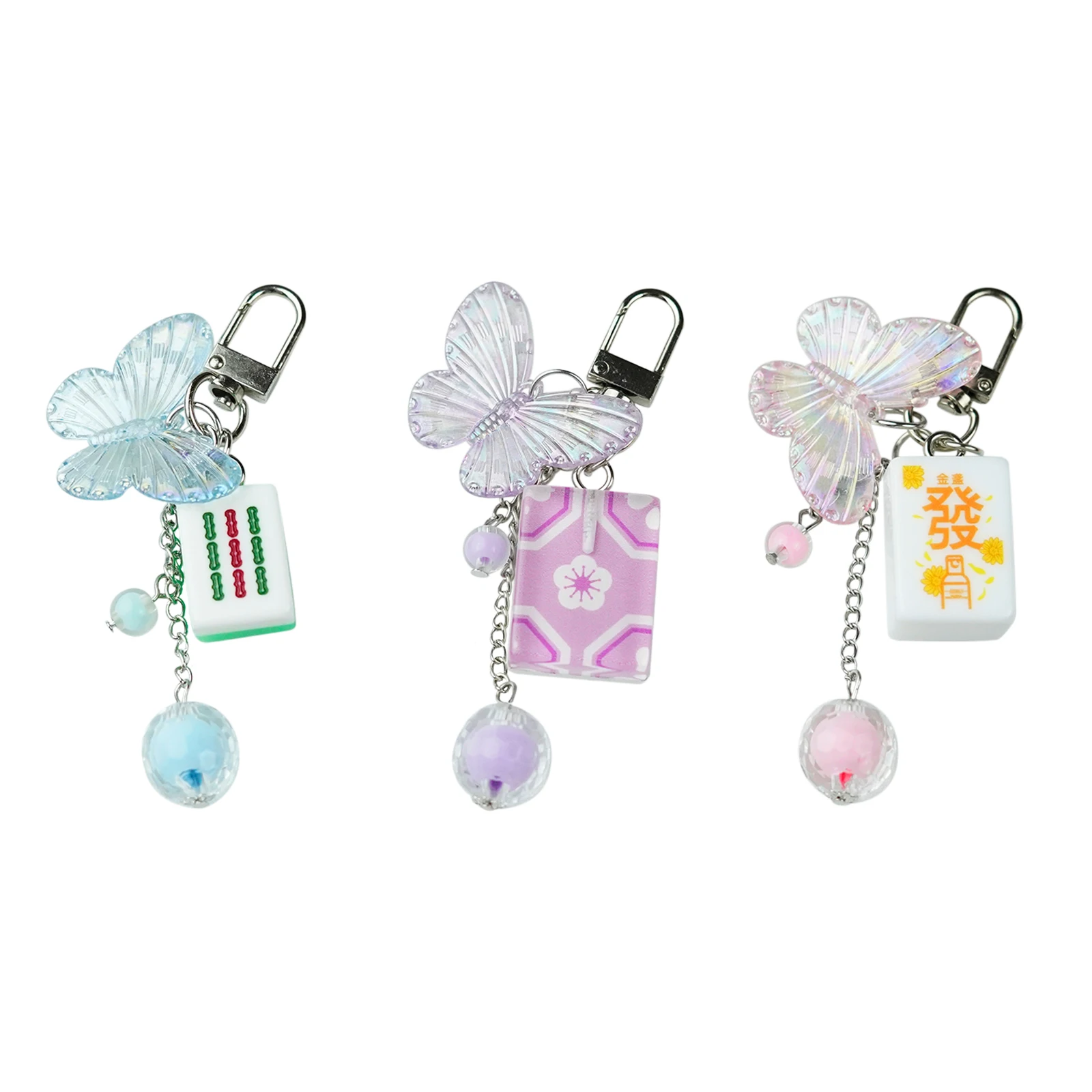 OEM mahjong keychain custom chain and accessory acrylic material charm mini mahjong dice charm decoration jewelry accessories