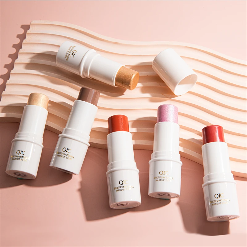 QIC Private Label Wholesale Face Contour Makeup Stick Multi Color Bronzer Pink Blush Shimmer Highlight Stick