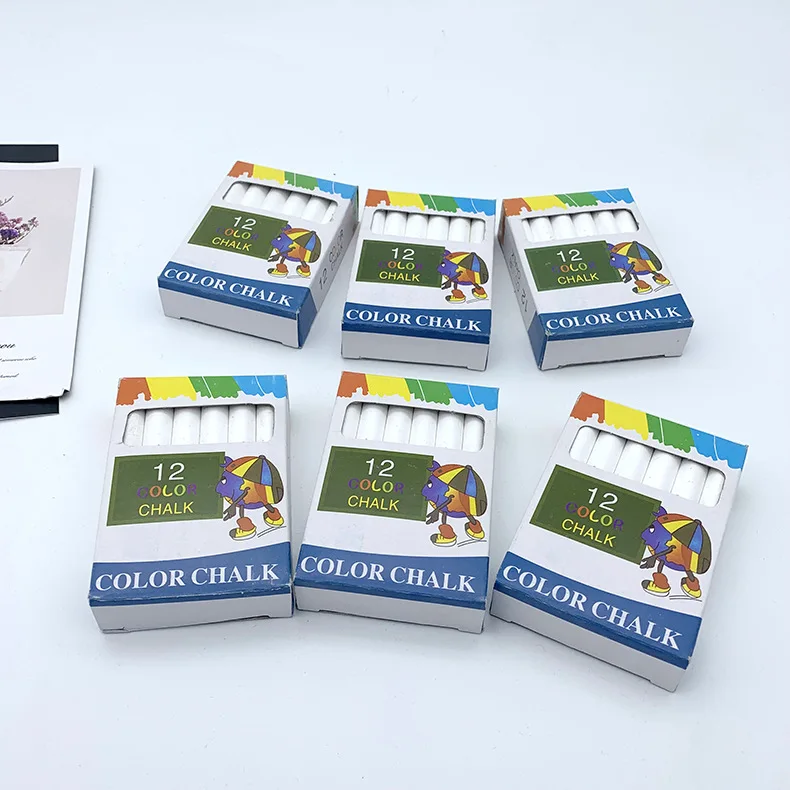 Promotional School Dust Free Chalk set Wholesale Classroom White/Colored Chalk 12pcs Packing Box for Teachers