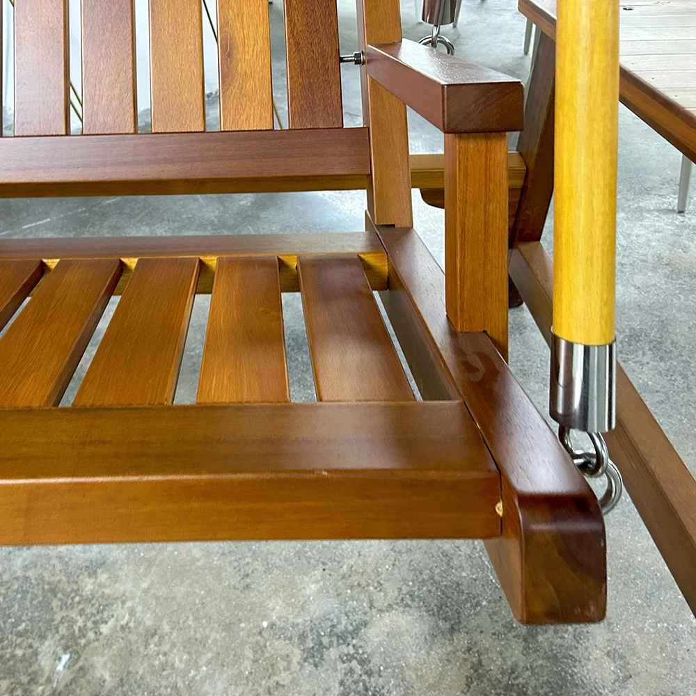 Custom Factory Luxury Outdoor With Canopy Adult Garden Wooden Swing For Hotel Rooftop Courtyard Villa