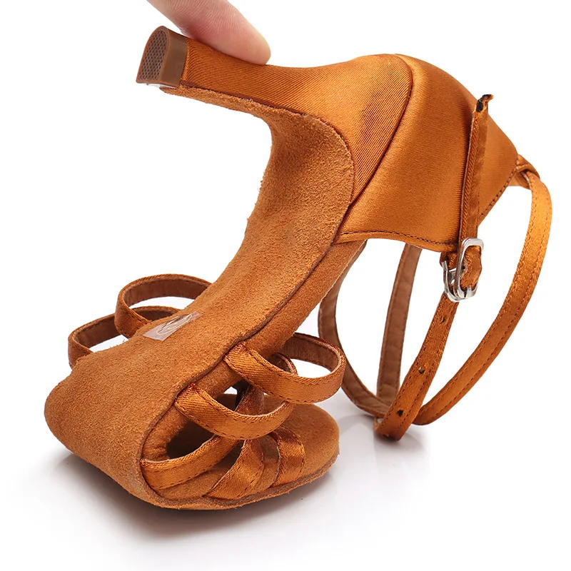 Dance Shoes Latin New Satin Dancing Shoes With Medium Heels For Adult Women Dance Shoes Fast For Sale