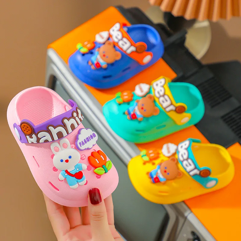 Summer Kids Baby Slippers Cute Cartoon Home Slippers Boys And Girls Indoor pvc Non Slip Beach Sandals Children Shoes