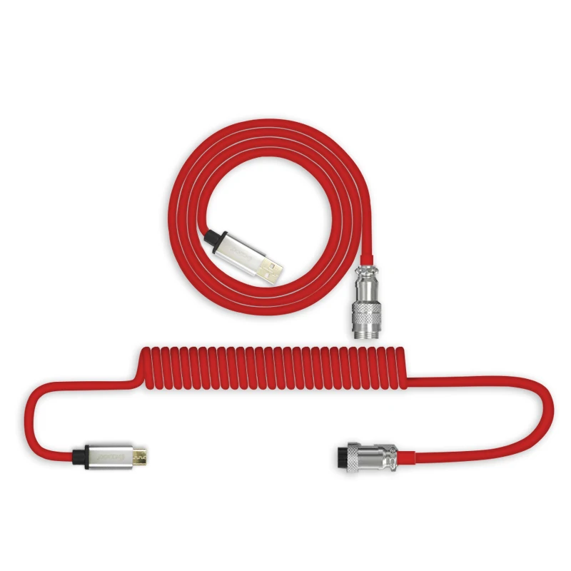 Wholesale Aviation Coiled Cable Wire Sprial Double Sleeve CNC Aluminum Type C USB Aviator Coiling Cable with Golden Connector