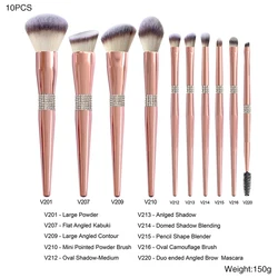 2022 Free Sample Rose Gold Makeup Brushes Crystal Handle Glitter Custom Logo Foundation Make Up Brushes Private label Brush Set