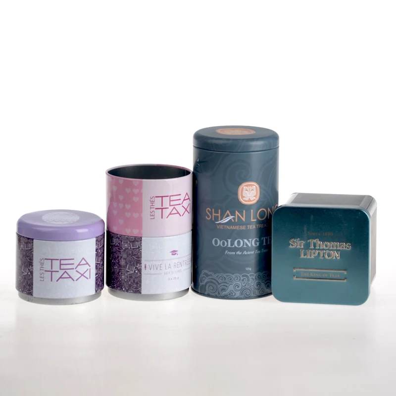 New Arrival Black Matt Tea Tin Box Food Grade Stackable Paper Tea Tins,Tea Gift Box With Tin 9 Unit In Box Manufacturer In China