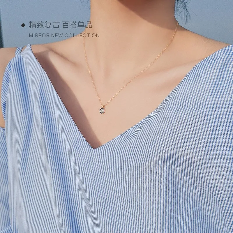 Aug jewelry hot sale wholesale small elk Turkey devil eyes blue eyes round S925 silver necklace mini gift necklace