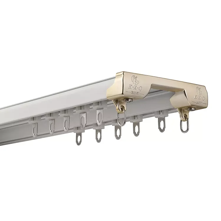 Factory Price White And Champagne Hotel Heavy Duty Double Curtain Rails Project Ceiling Curved Double Curtain Track