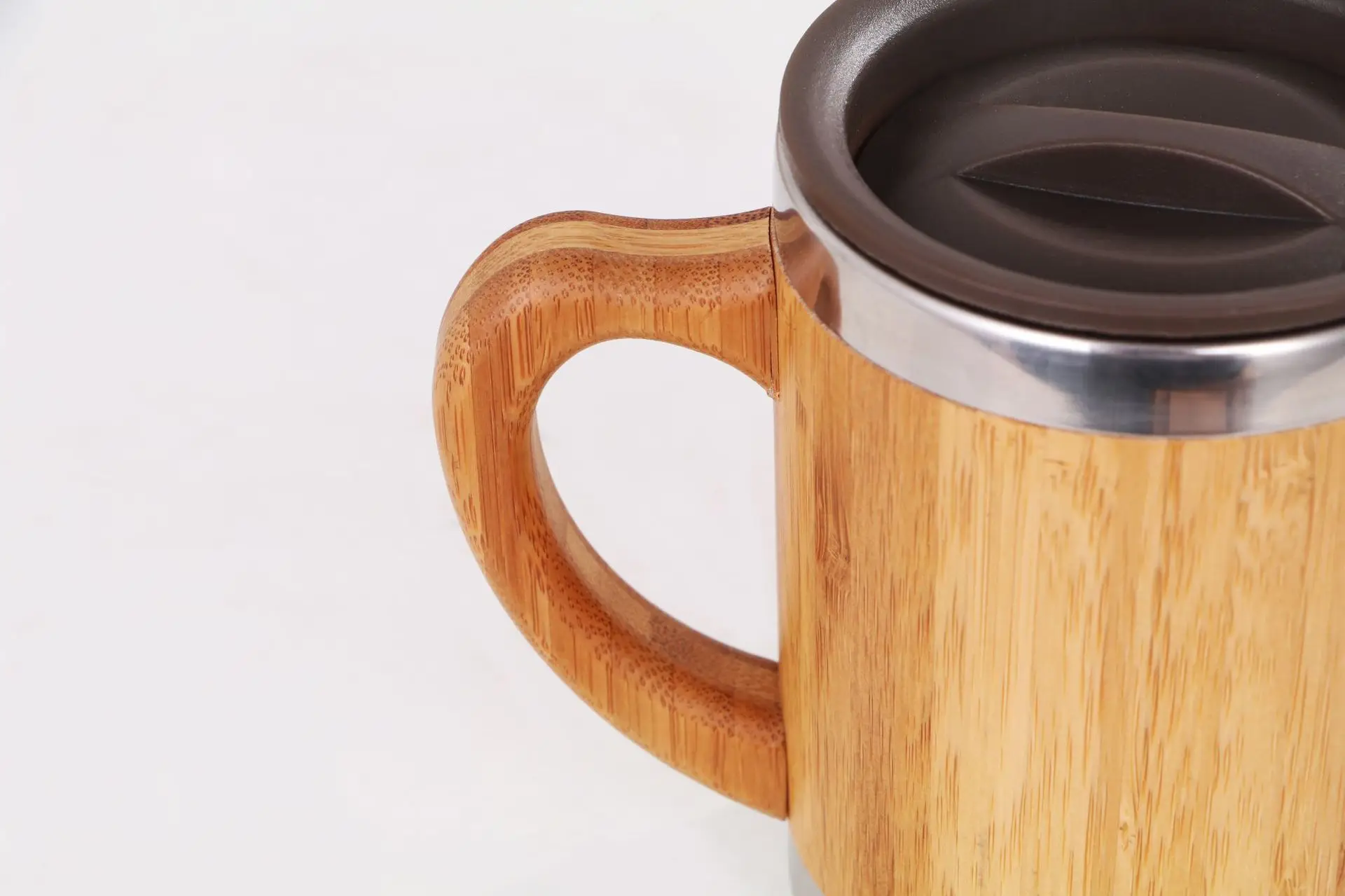 Watersy New Arrival 350ml coffee 304 stainless steel inner and bamboo surface external heat press travel mug sublimation